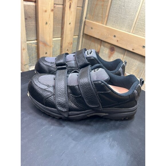 Dr Comfort Mens Black Leather Extra Wide Hook & Loop Shoes Size 12 XW - Picture 3 of 8